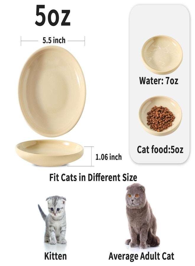 Howise 3 PCS Ceramic Cat Bowls, 5.5 in Pet Food Bowl Cat Dishes for Food and Water, Small Dog Dish(Khaki) - Image 2